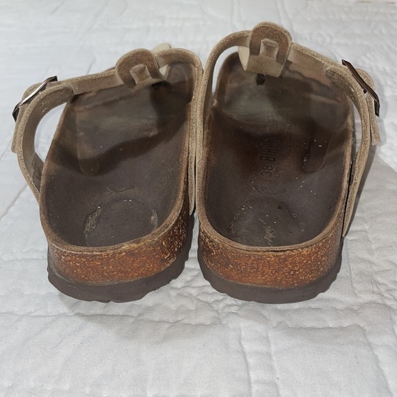 Birkenstock Gizeh Leather Sandals EU size 38 Tan Neutral Cork Well Worn Gorpcore - Picture 8 of 9